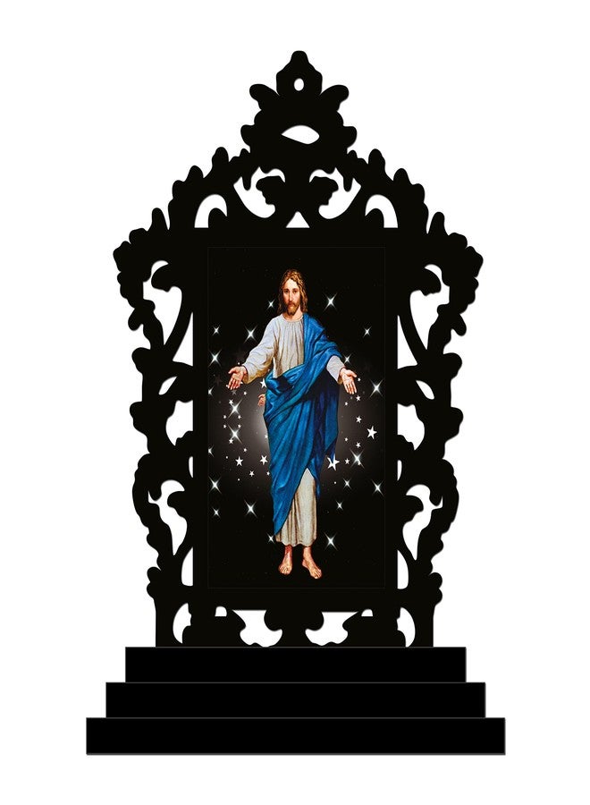 Vprint Lord Jesus Wooden Car Dashboard Idols Figurine (Wooden - Multicolor - Size 3x5 Inches) Christian Son of God Statue Lord Sculpture for Worship King of Kings Showpiece - Image 1